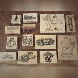 Men inspired wooden rubber stamps